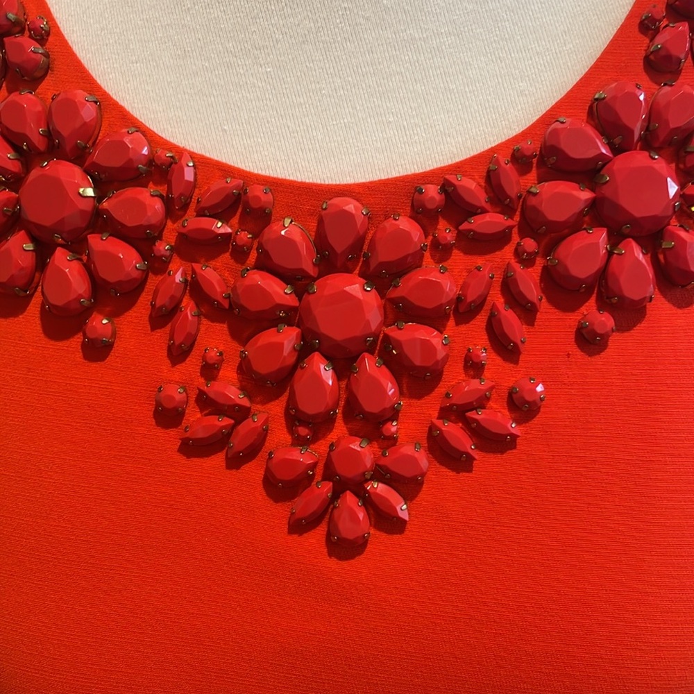 Kate Spade Embellished Colorfully Orange Top - Size 8 - Picture 4 of 8
